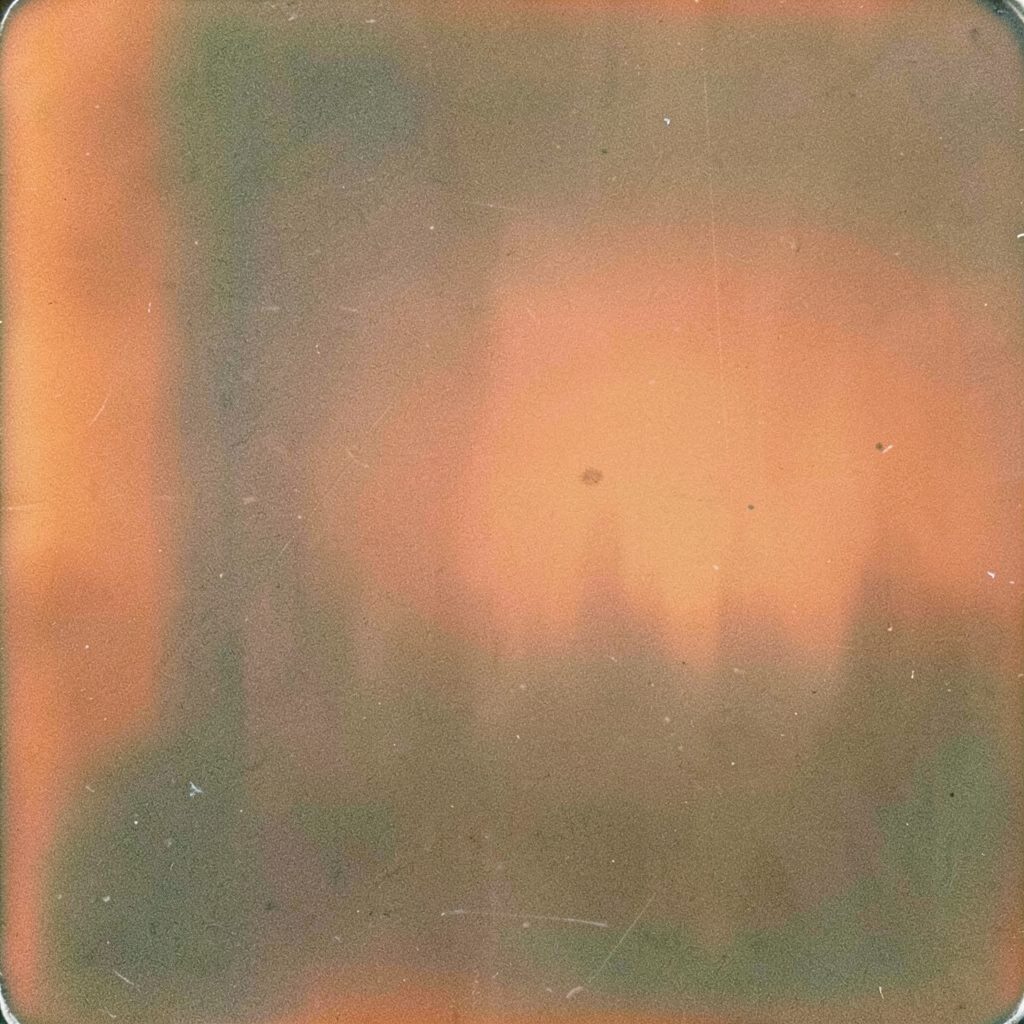 Simple line icon of a document with a magnifying glass, orange on white